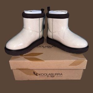 NWT Koolaburra By Ugg Clear Mini Rain Booties Size 8 Faux Fur Lined Dark Brown